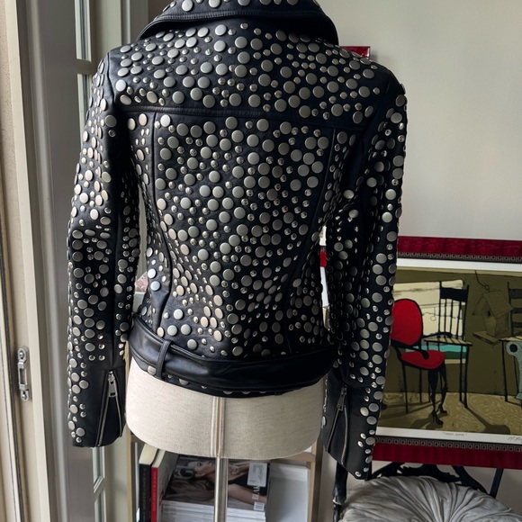 Studded Black  faux Leather Jacket - Picture 4 of 8